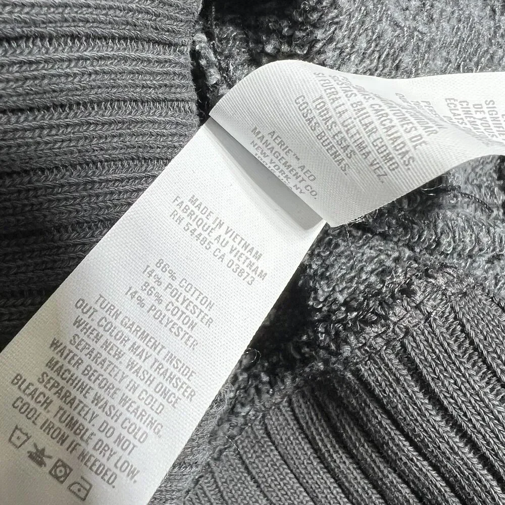 Aerie Sweater Women’s Small Gray 1/4 Zipper Mock Neck Sailor Collar Sweatshirt